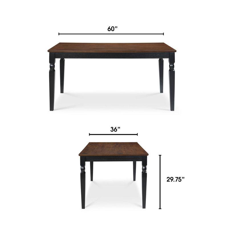 Cottage Charm 62" Reclaimed Wood Dining Table in Black