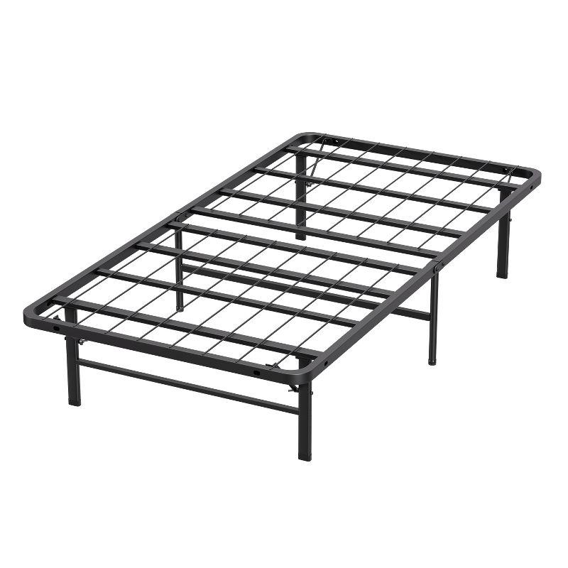 Twin Black Metal Foldable Bed Frame with Slats