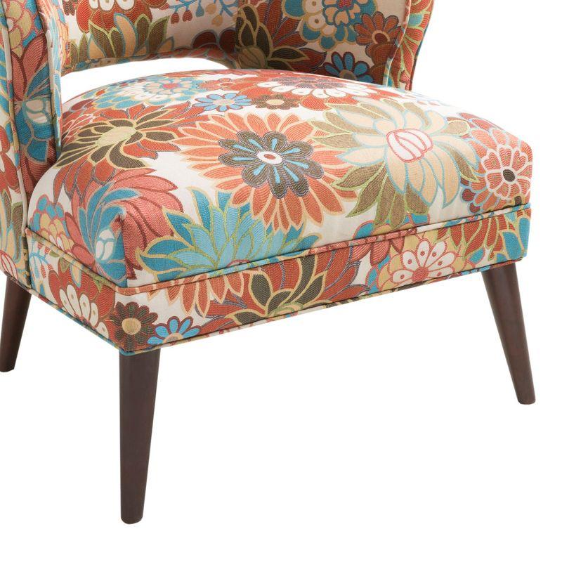 Maren Open Back Accent Chair Peach: Madison Park, Upholstered, Botanical Pattern, Living Room Furniture