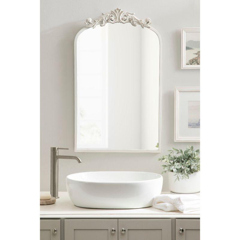 19"x31" Arendahl Traditional Arch Decorative Wall Mirror White - Kate & Laurel All Things Decor: Luxury Glam Style, No Assembly Required