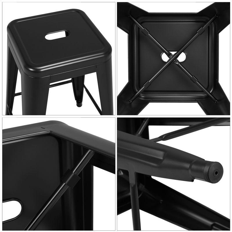 Yaheetech 24" Set of 4 Metal Counter Height Backless Stackable Bar Stools Indoor/Outdoor-Black