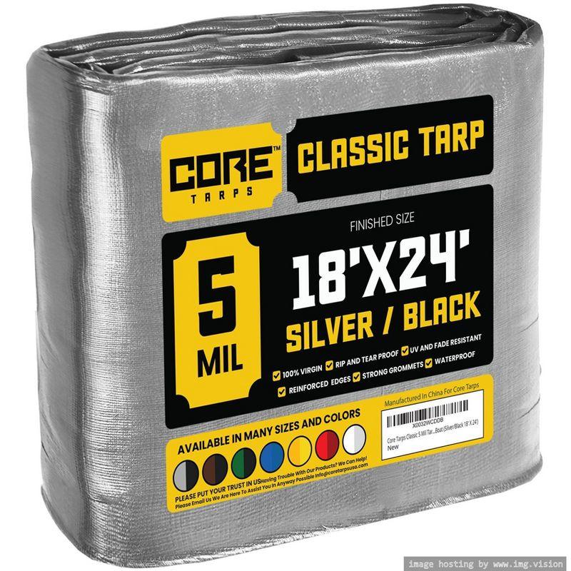 Core Tarps 18 ft. x 24 ft. 5 Mil Heavy Duty Polyethylene Tarp, Waterproof, UV Resistant