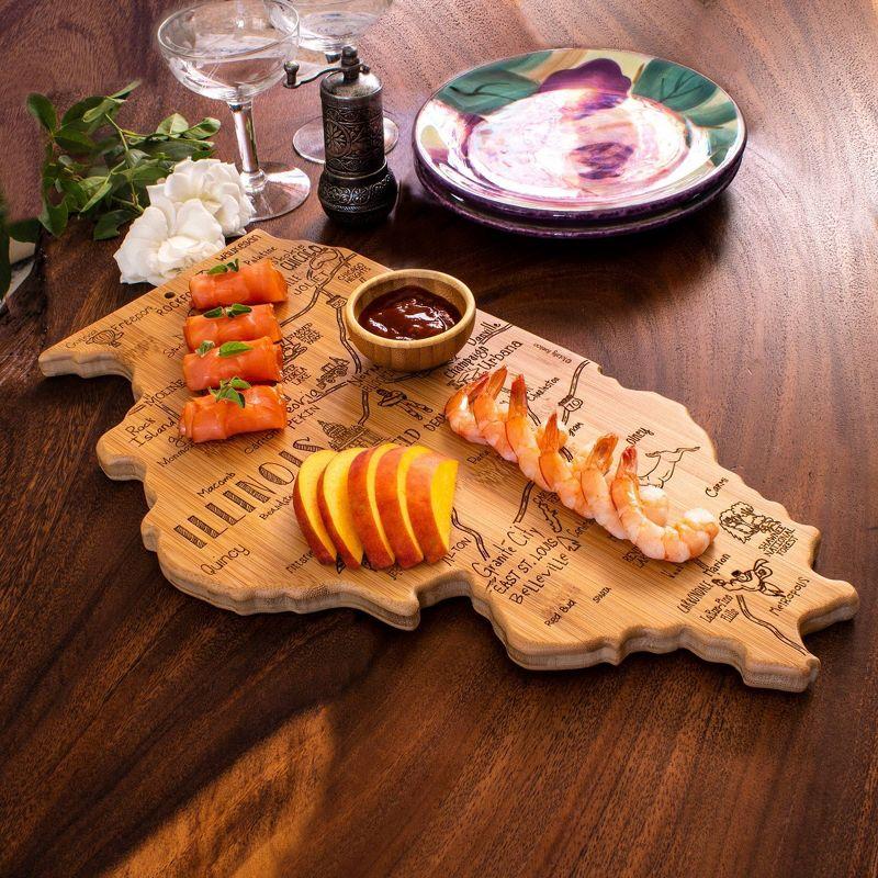Totally Bamboo Destination Illinois Serving and Cutting Board: State Design, Lightweight Bamboo, 16.5" x 9.25"