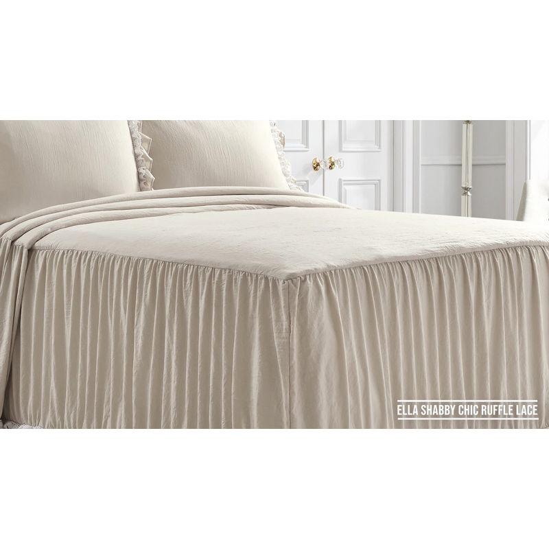 Elegant Black Ruffle-Edged Queen Bedspread Set with Pinstripes