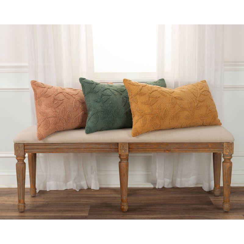 HomeRoots 14" X 26" Pumpkin Botanical Cotton Throw Pillow With Texture