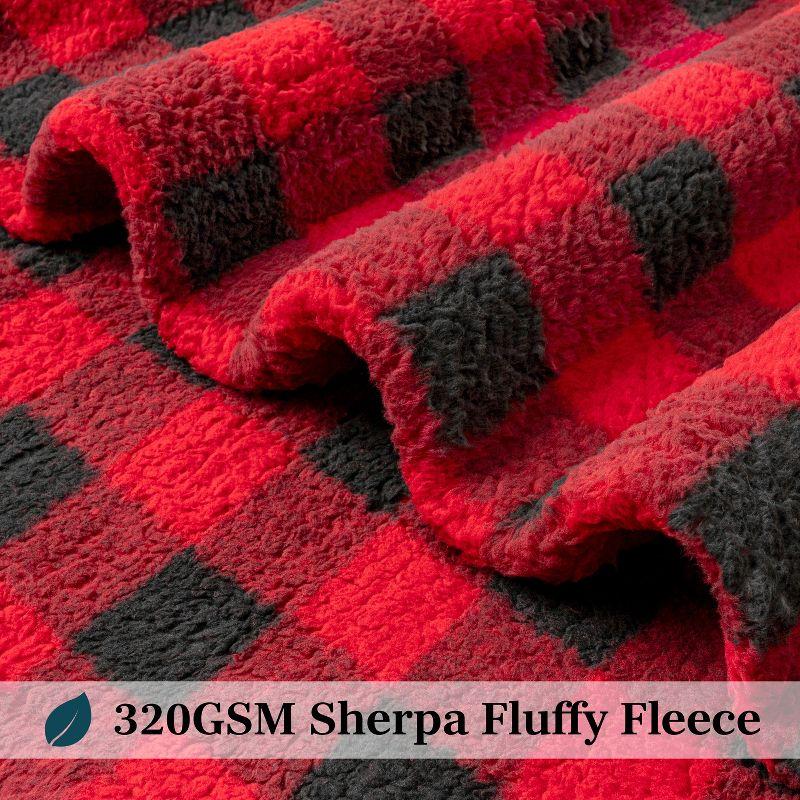 PAVILIA Plush Throw Blanket for Couch Bed, Faux Shearling Blanket and Throw for Sofa Home Decor, Checkered Red/Black/Throw - 50x60