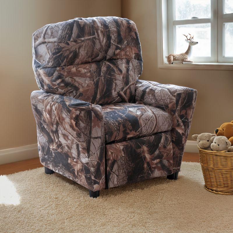 Flash Furniture Chandler Contemporary Camouflaged Fabric Kids Recliner with Cup Holder
