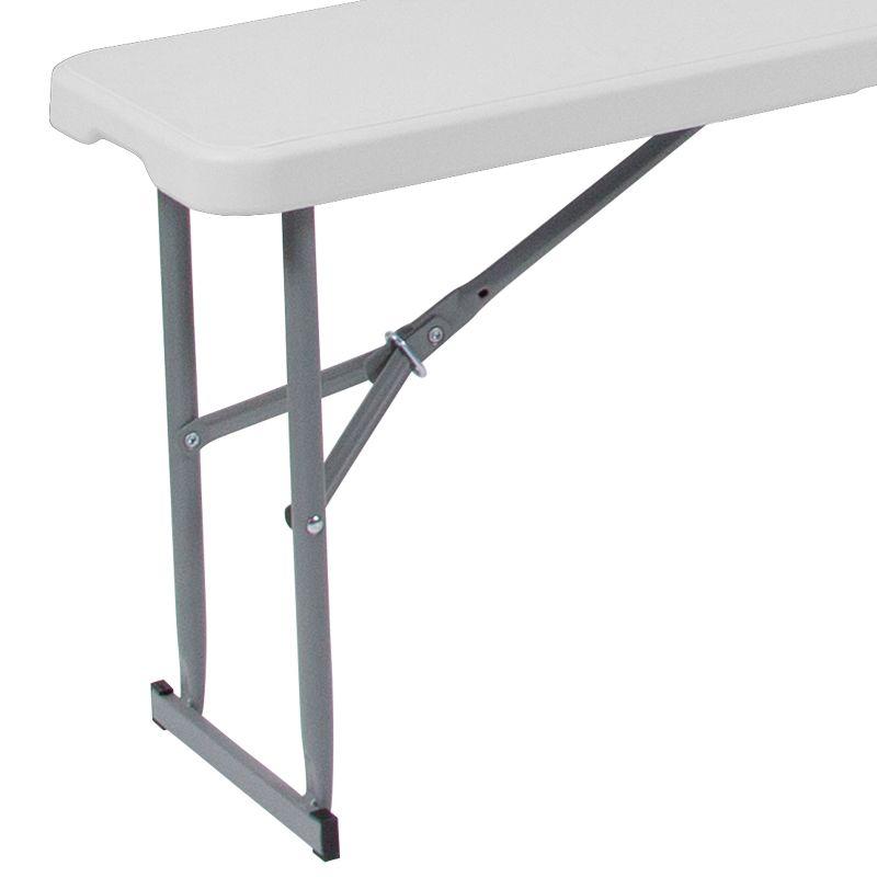 Flash Furniture 10.25''W x 71''L Bi-Fold Granite White Plastic Bench with Carrying Handle