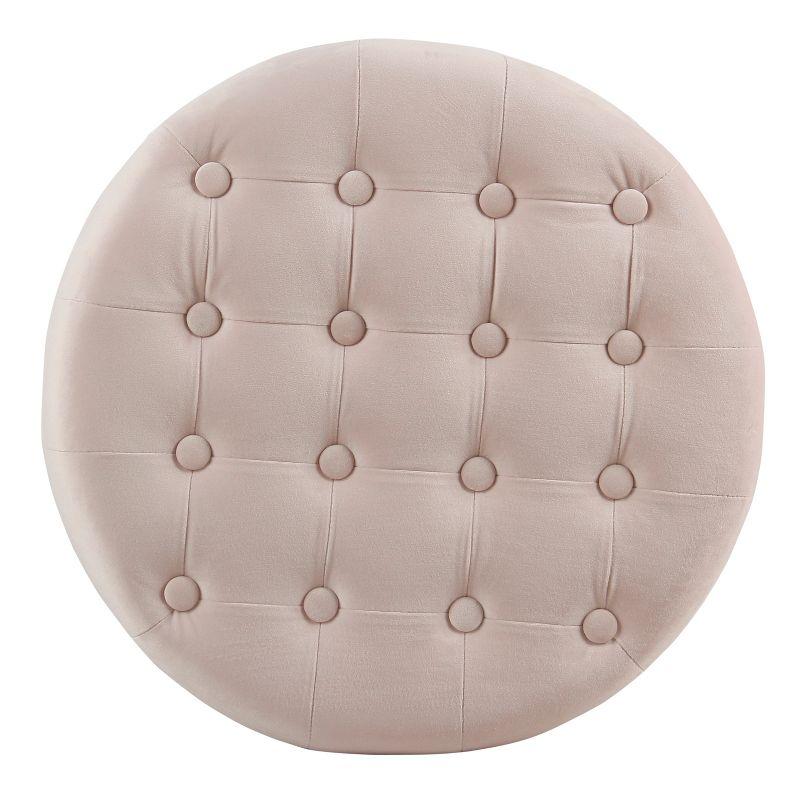 Velvet Tufted Round Storage Ottoman Pink Blush - HomePop