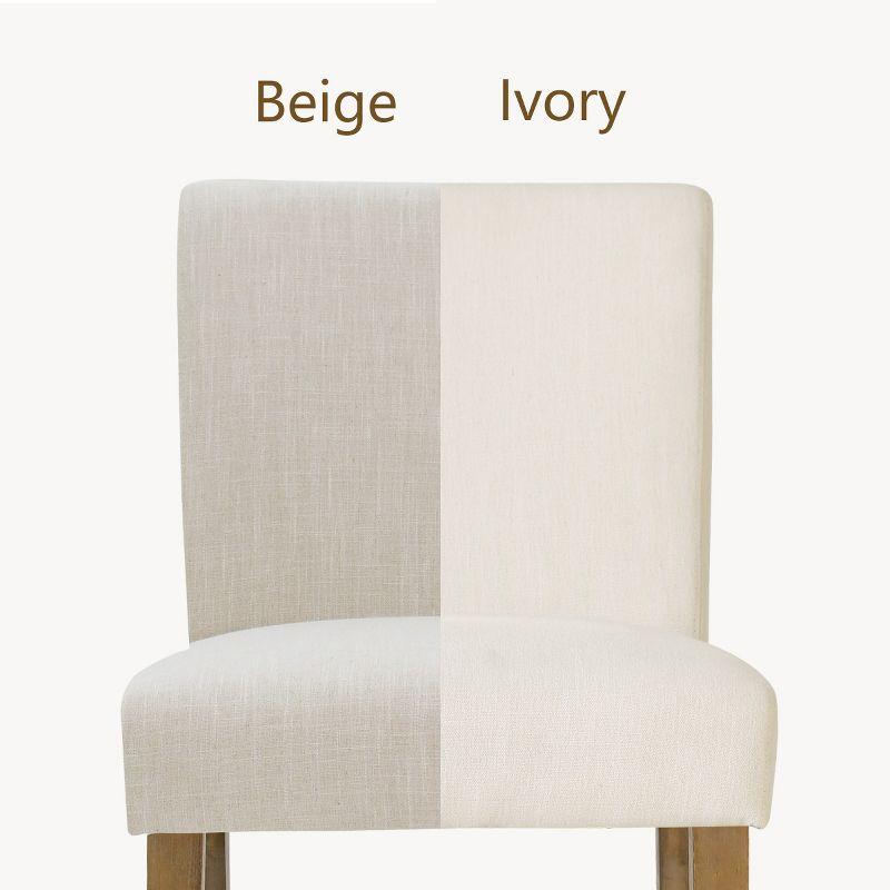 North Linen Dining Chairs Set Of 2,Beige Upholstered Parsons Chairs With Rubberwood Legs-Maison Boucle