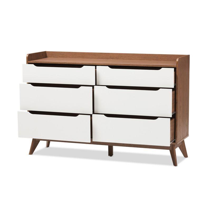 Brighton Mid-Century Modern Wood 6 Drawer Storage Dresser Brown - Baxton Studio