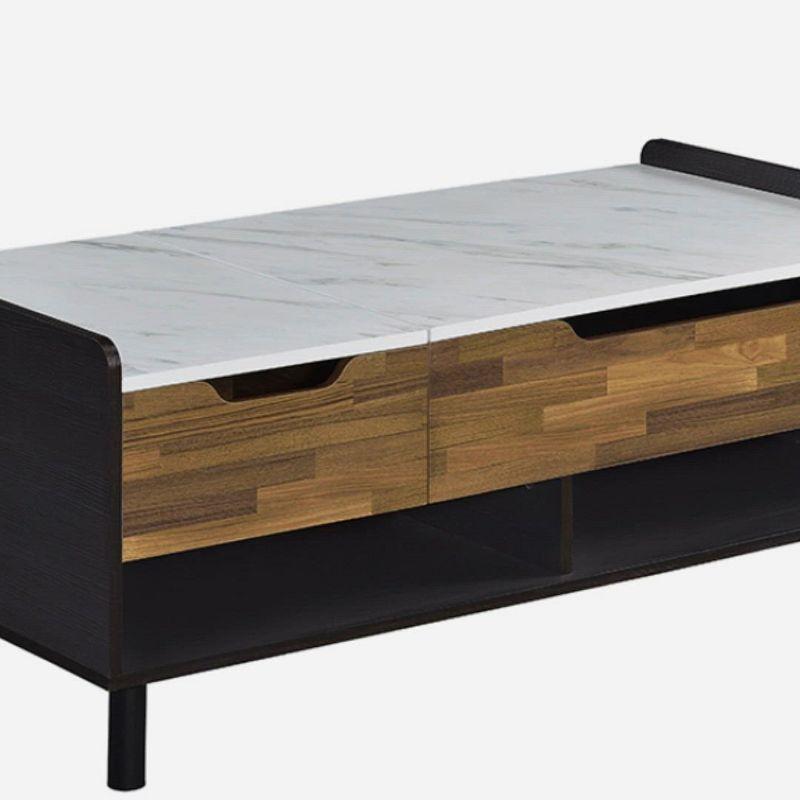 Acme Furniture Axel Coffee Table White Printed Faux Marble Top Walnut/Black Finish