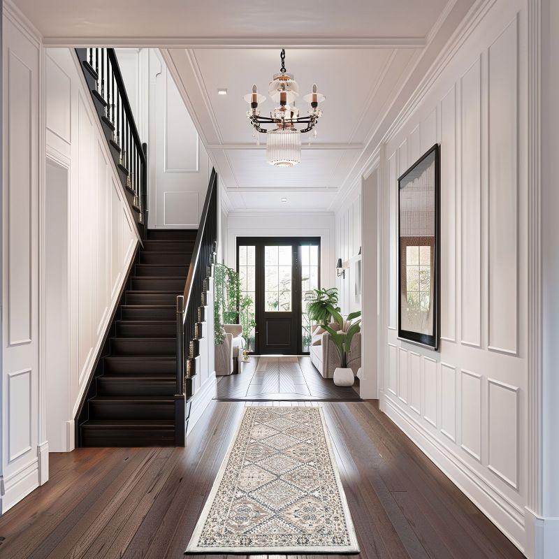 Nuloom 2x8 Becca Tiled Indoor Area Rug, Beige, Faded Transitional Design, Stain Resistant, Bedroom, Living Room, Kitchen