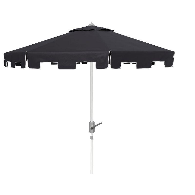 Zimmerman 9 Ft Black and White Crank Market Umbrella with Flap