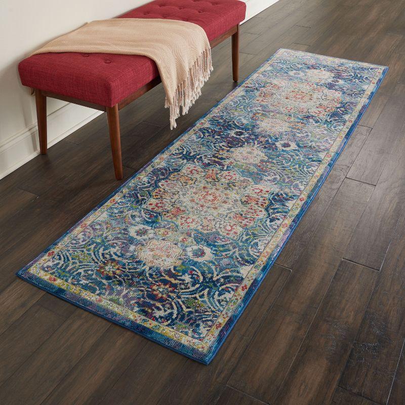 Blue Medallion Hand-Knotted Synthetic Runner Rug 2' x 6'