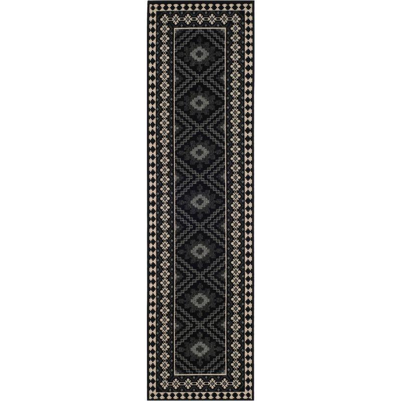 Veranda VER099 Power Loomed Indoor/Outdoor Runner Rug - Black/Creme - 2'3"x6'7" - Safavieh