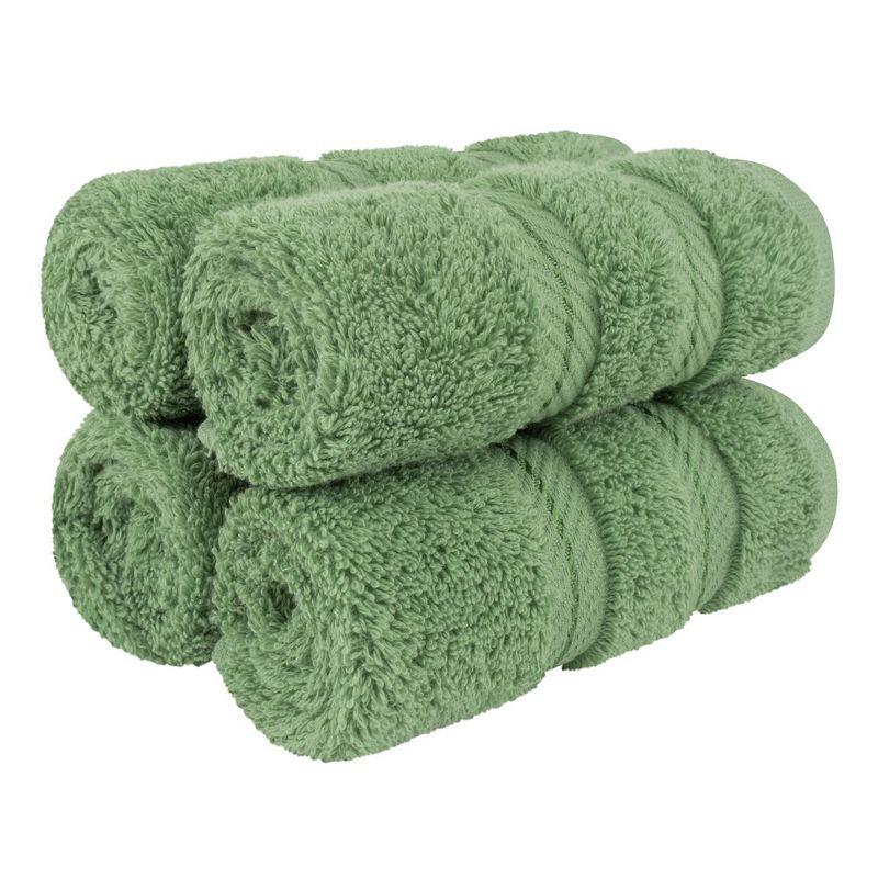 American Soft Linen 4 Pack Washcloth Set, 100% Cotton Washcloth Hand Face Towels for Bathroom and Kitchen, Sage Green