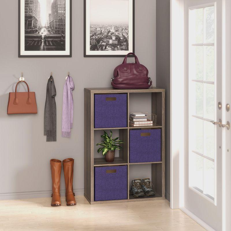 Graphite Gray Honeycomb Wooden 6-Cube Organizer for Kids and Toys