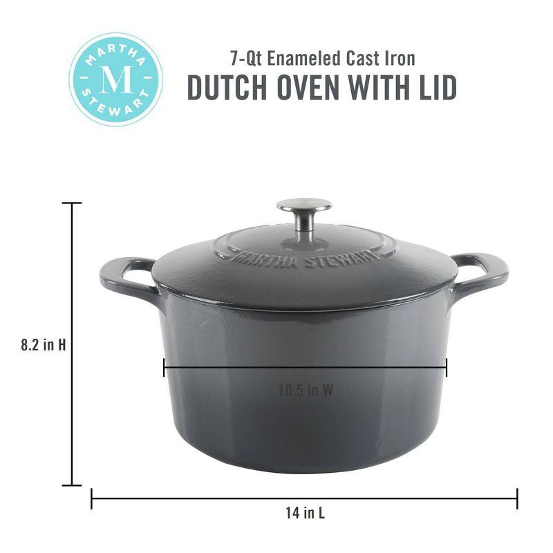 Martha Stewart Gatwick 7 qt. Cast Iron Round Dutch Oven with Lid