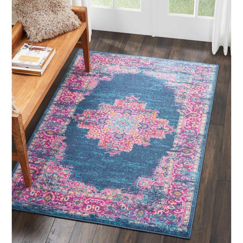 Nourison Passion Medallion Bohemian Indoor Rug Blue 3'9" x 5'9"