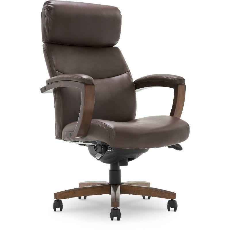 Greyson Modern Executive High-Back Office Chair with Solid Wood Arms and Lumbar Support