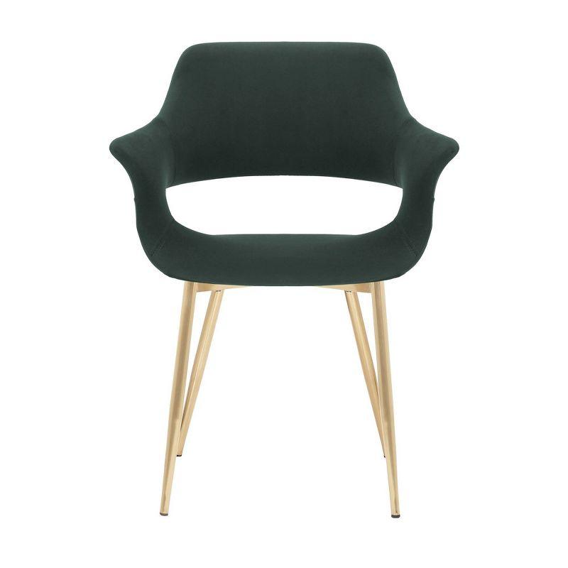 Gigi Velvet Metal Dining Room Chair Green - Armen Living: Gold Legs, Ergonomic Back, Set of 2