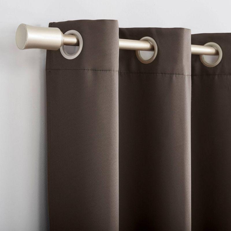 54"x108" Sun Zero Blackout Kenneth Energy Saving Grommet Curtain Panel Dark Brown: Modern Indoor Curtain Panels