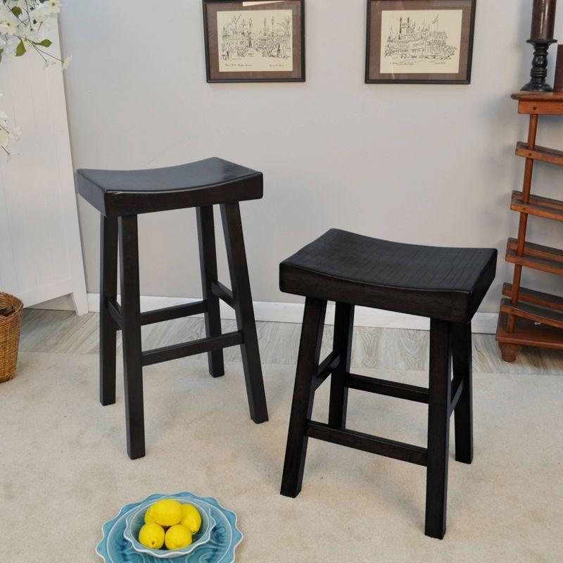 HomeRoots 25" Black Solid Wood Backless Counter Height Bar Chair