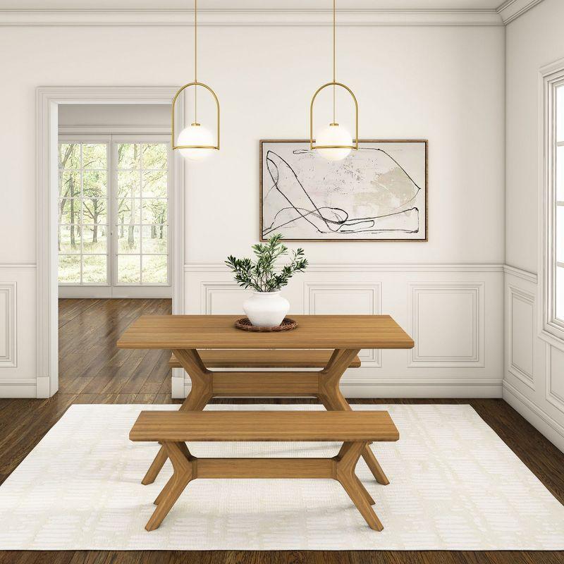 Plank+Beam Solid Wood Verso Dining Bench, 48" Entryway Bench, Minimalist Room Bench, Pecan