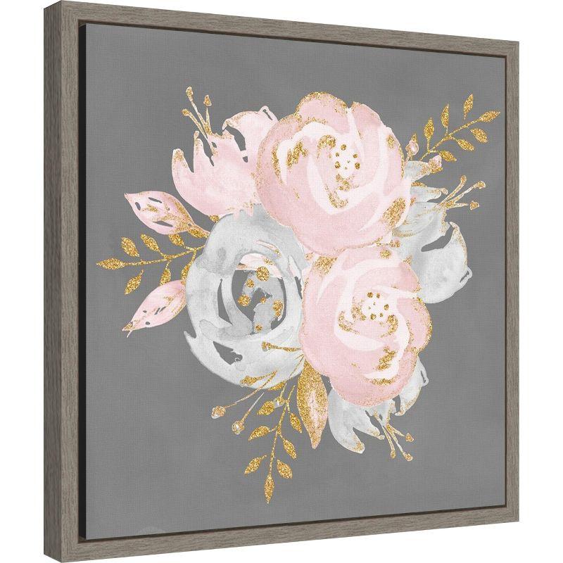 Amanti Art Floral Bouquet On Gray by Nature Magick Canvas Wall Art Print Framed 16 x 16-in.