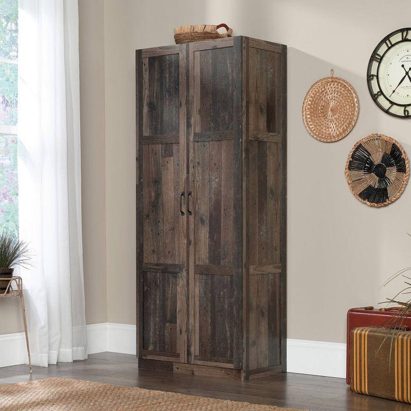 Storage Cabinet Reclaimed Pine - Sauder: Tall 2-Door Organizer, Adjustable Shelves, Farmhouse Style