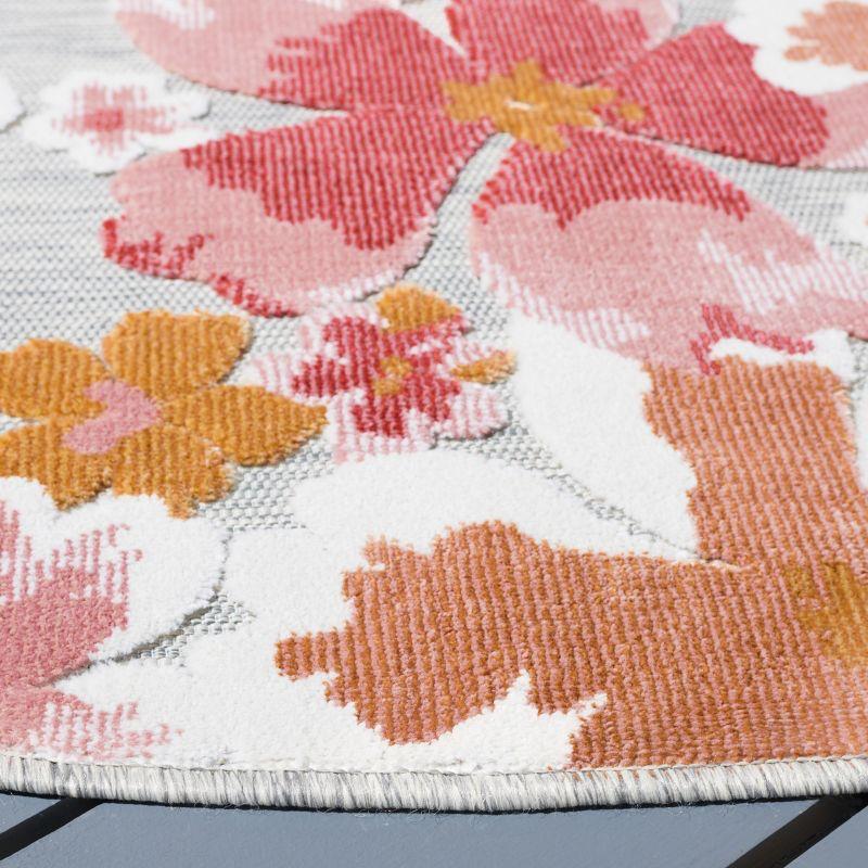 Cabana CBN488 Loomed Indoor/Outdoor Area Rug - Grey/Rose - 6'5"x6'5" Round - Safavieh
