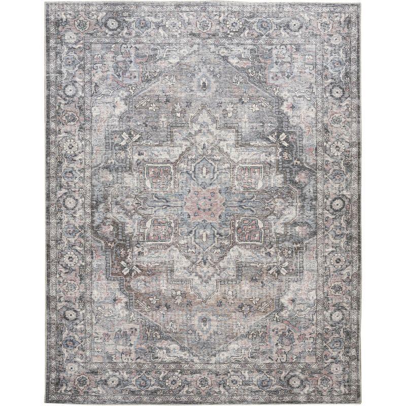 Gray Floral Cotton Chenille 8' x 10' Area Rug