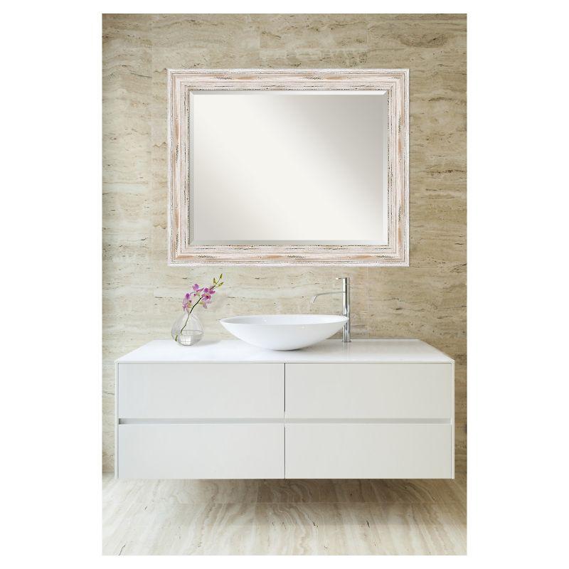 33" x 27" Alexandria White Wash Framed Wall Mirror - Amanti Art: Beveled, No Assembly Required