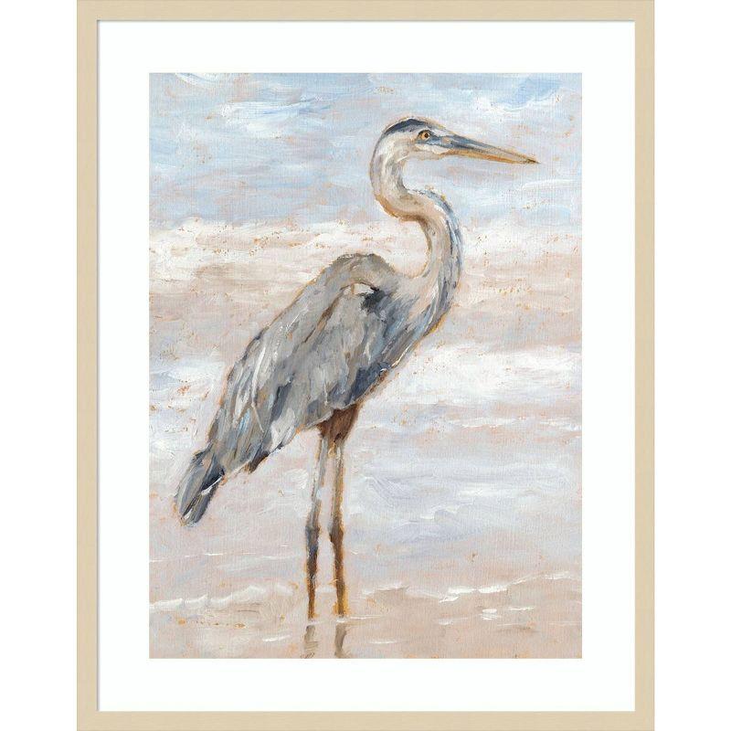 Beach Heron I Svelte Natural Framed Giclee Print