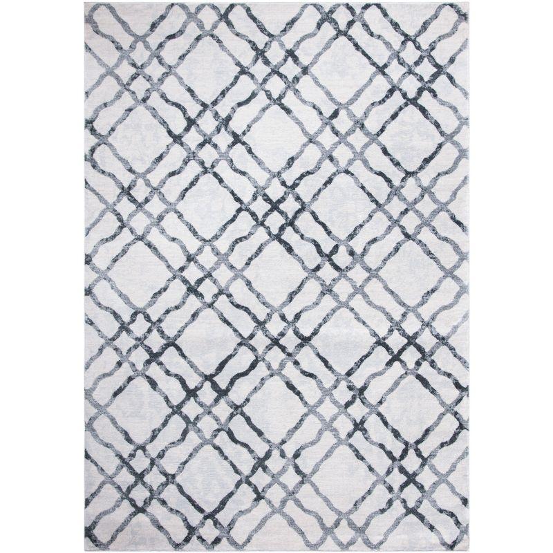 Ivory and Grey 4' x 6' Hand-Knotted Synthetic Area Rug