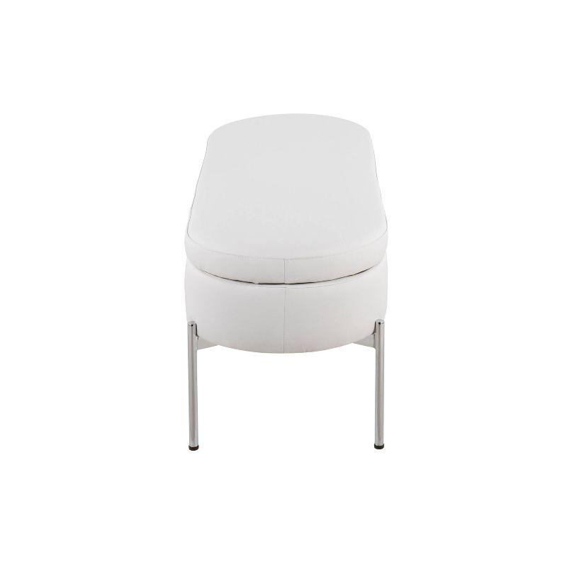 48" Chloe PU Leather Storage Bench with Lid, Chrome Base - LumiSource: Sleek Flip-Top, Roomy Interior