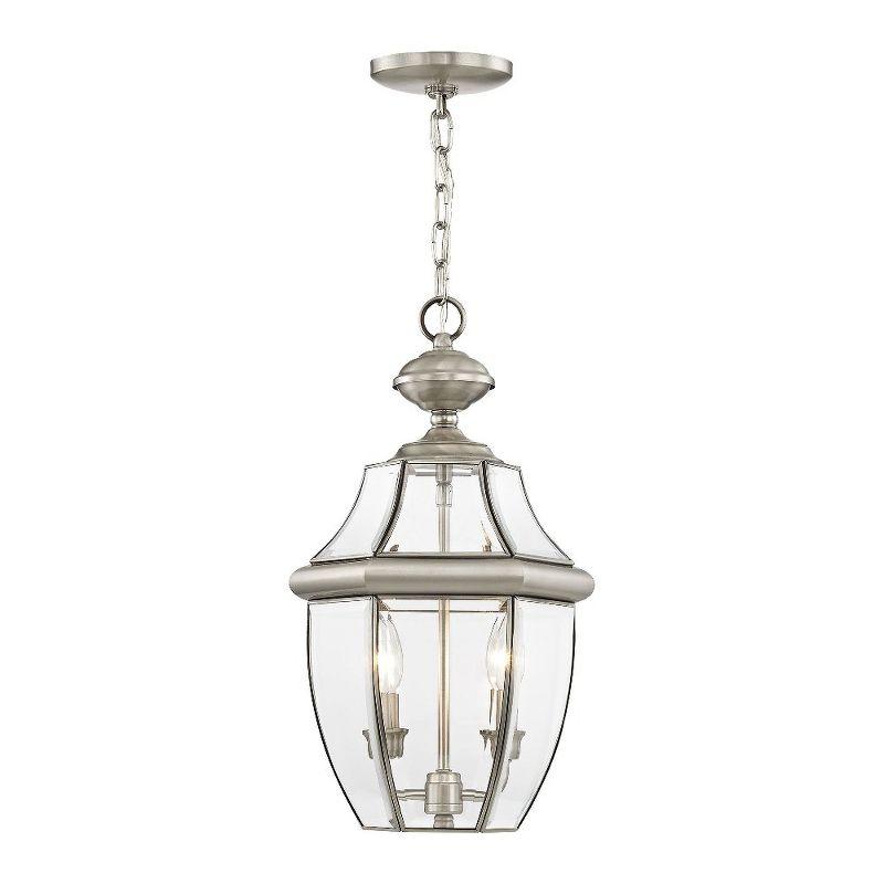 2 Light Outdoor Chain Lantern Pendant with Clear Glass Shade