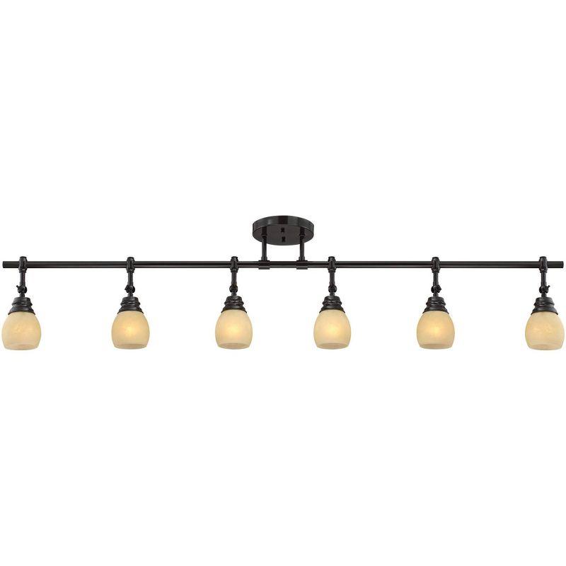 Elm Park 57.5" Bronze Track Light with Amber Glass Shades