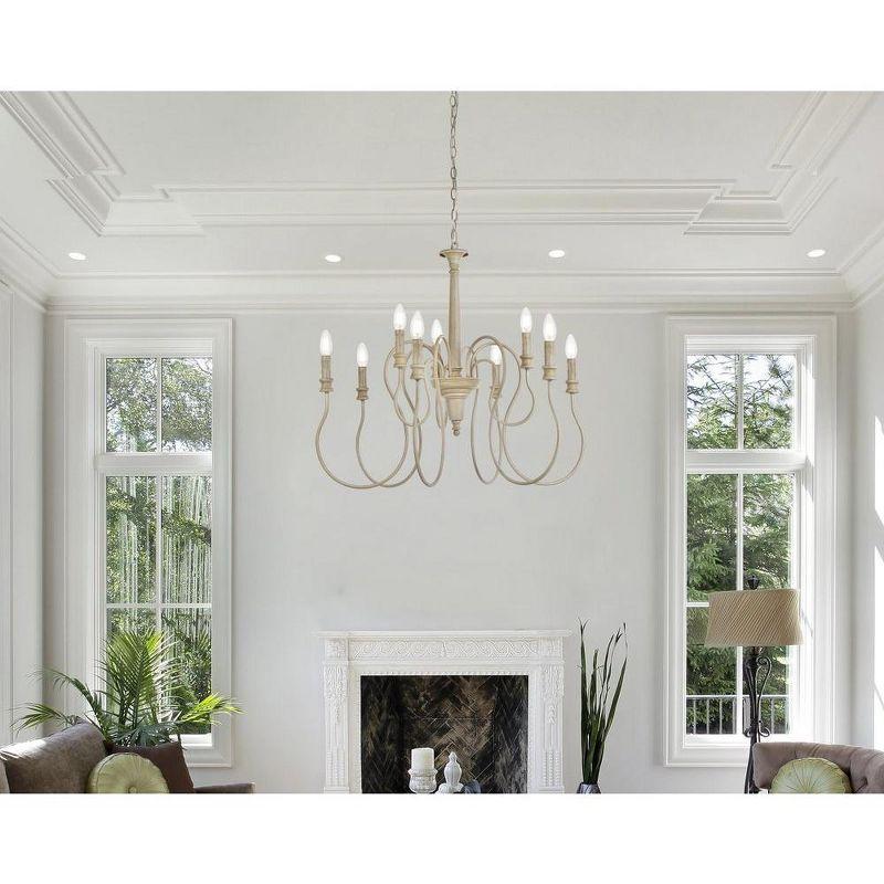 Elegant Lighting Flynx 9 lights pendant in weathered oak