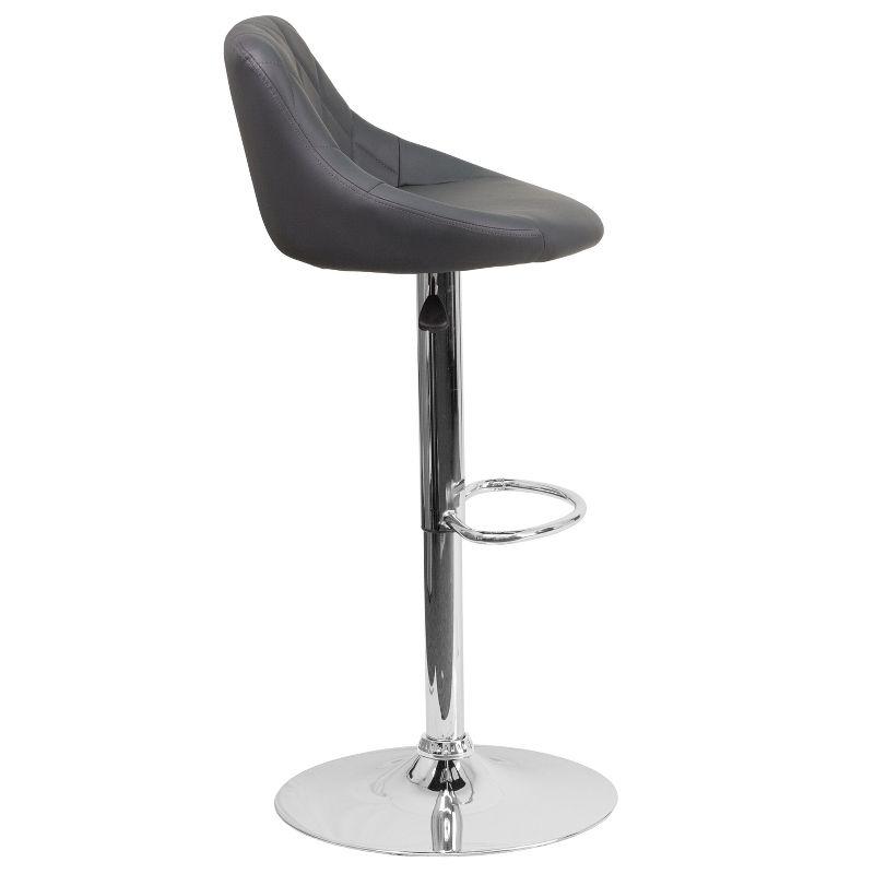 Flash Furniture Contemporary Gray Vinyl Bucket Seat Adjustable Height Barstool with Chrome Base