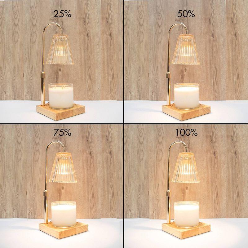 Sparoom Candle Lamp Warmer Crystal Ribbed Shade: Electric Glass Warmer, Contemporary Decor, Rose Gold