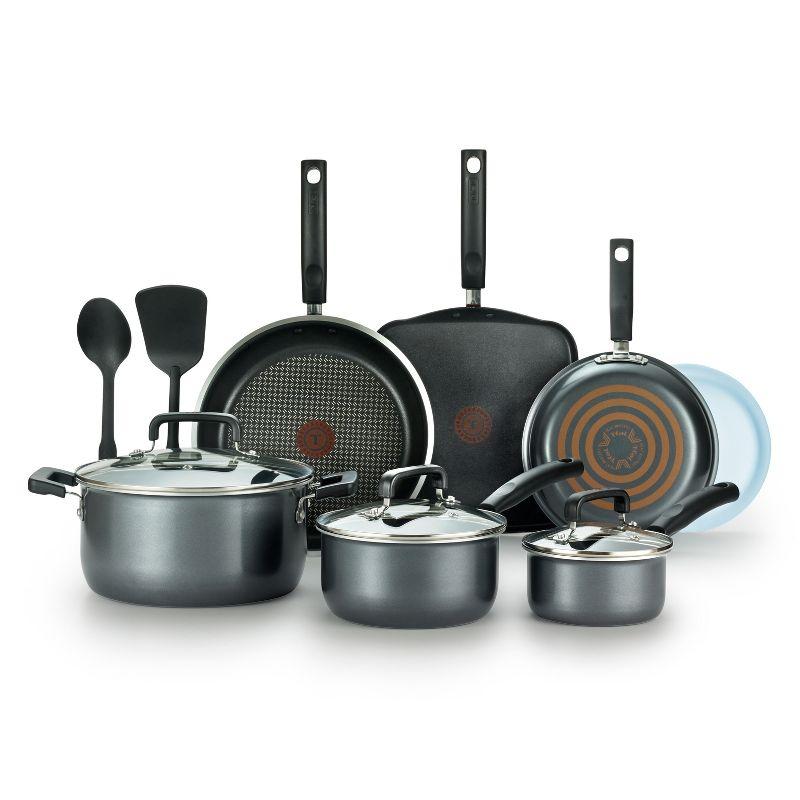 T-fal 12pc Signature Titanium Nonstick Cookware Set Dark Gray