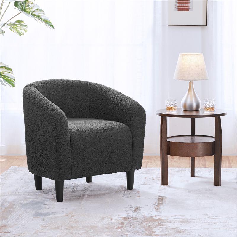 Yaheetech Upholstered Armchair Accent Barrel Chair, Dark Gray