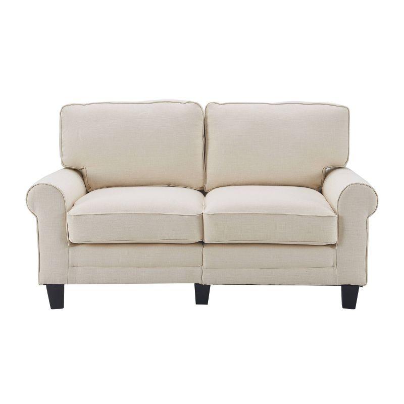 Serta Copenhagen 61" Rolled Arm Sofa, Easy Care Fabric, Soft Pillow Back, Pocket Coil Seat Cushions