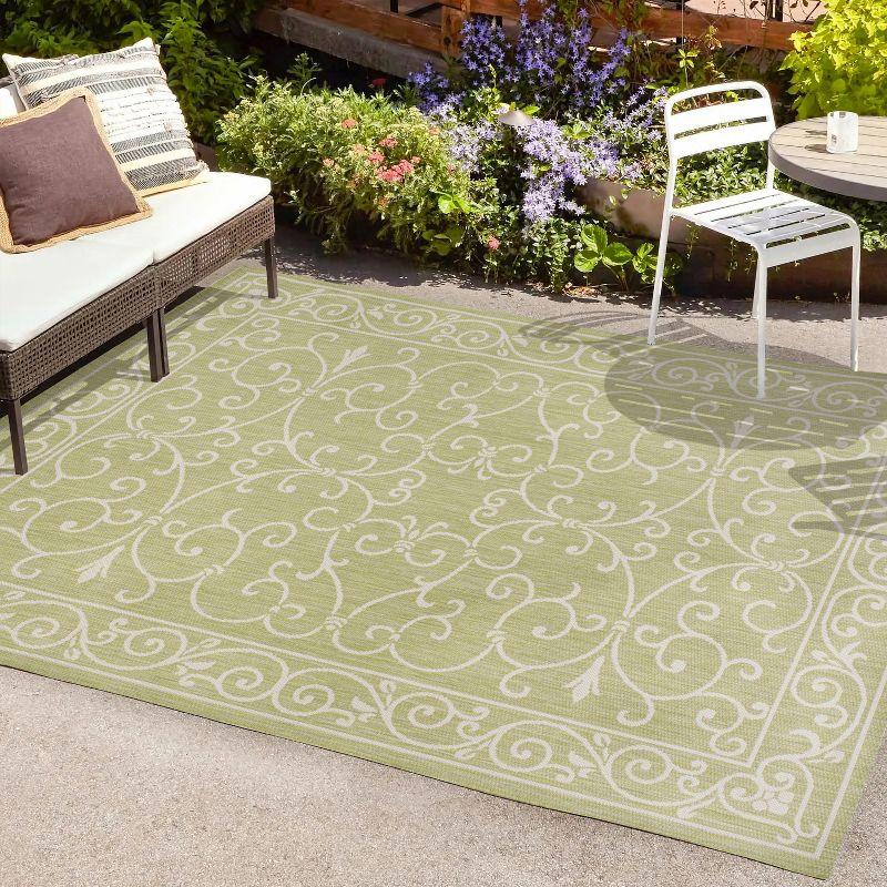 Charleston Vintage Filigree Textured Weave Indoor/Outdoor Area Rug  - JONATHAN Y