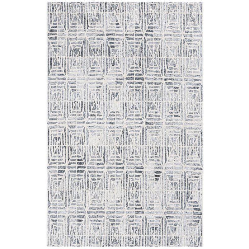 Ivory and Grey Hand Tufted Wool and Viscose Area Rug