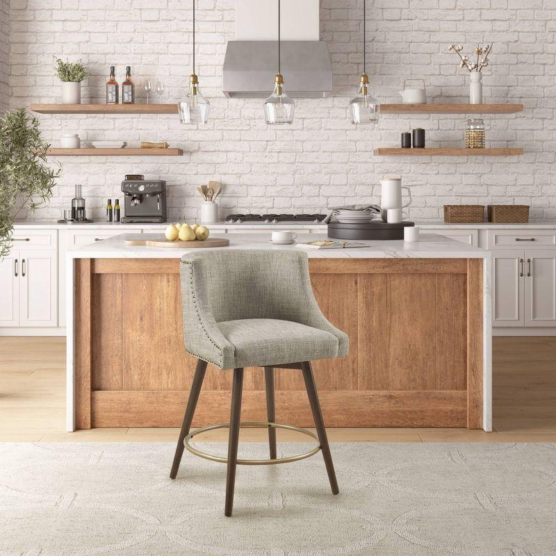 Powell Swivel Counter Height Barstool with 360-degree Swivel Seat Gray