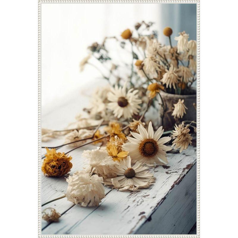 Beaded Framed Dried Flowers Canvas Wall Art Print