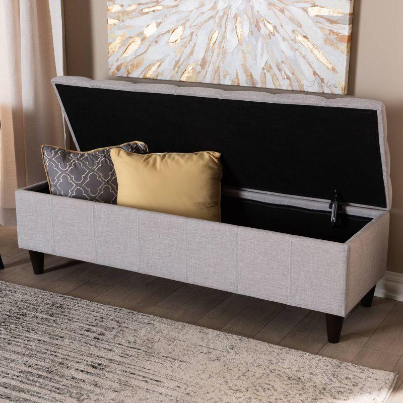 Brette Finished Wood Storage Bench Ottoman Grayish Beige - Baxton Studio: Mid-Century Modern, Bedroom & Entryway